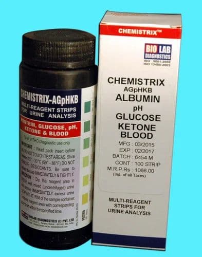 Chemistrix AGPHKB Albumin PH Glucose Ketone Strips,